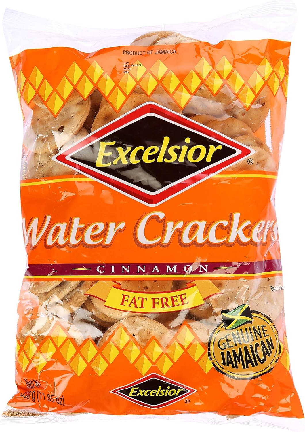 Excelsior Jamaica's Favorite Water Crackers, Cinnamon, Fat Free ,11.85 oz, Packaging may vary