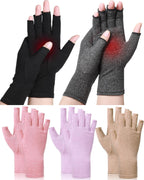 SATINIOR 5 Pairs Arthritis Compression Gloves Fingerless Compression Glove Pain Relief Glove for Arthritis Men Women(Large)