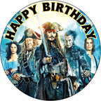7.5 Inch Pirate Adventure Cake Topper – Round Edible Birthday Cake Decorations, Happy Birthday Cake