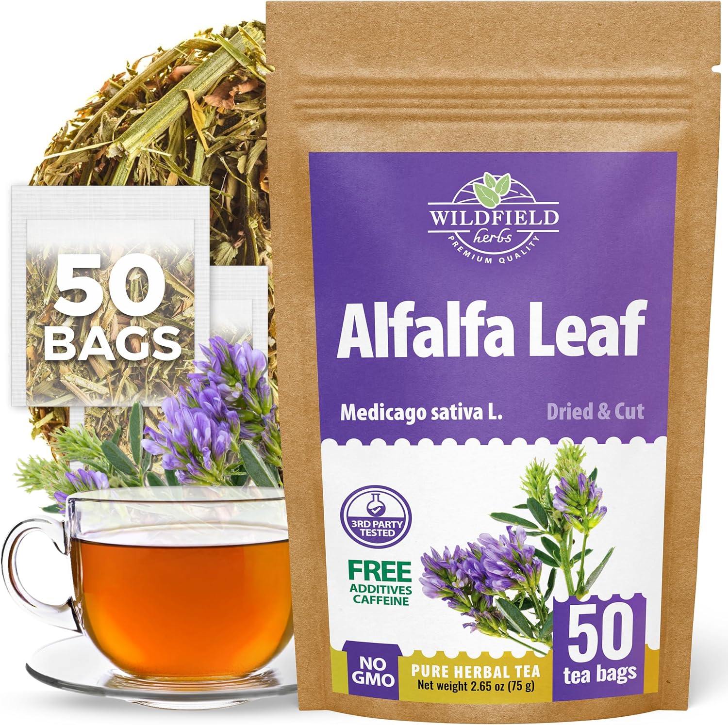 50 Bags Alfalfa Leaf Alfalfa Herb Tea (Medicago Sativa) - 24 Count 2g Tea Bags