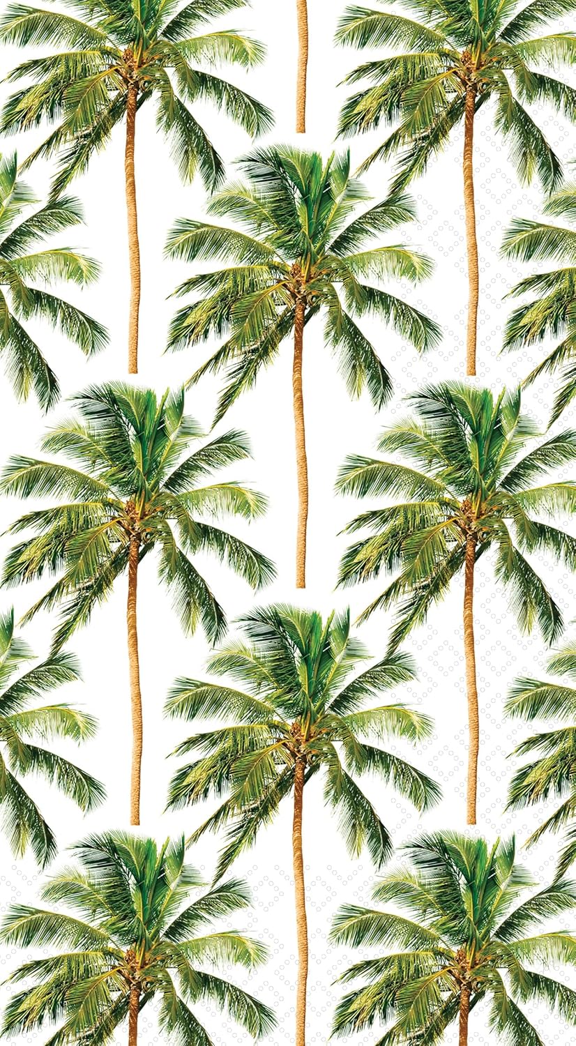 IHR Ideal Home Range Dinner Napkins Disposable 3-Ply Paper Hand Towels, 8.5" x 4.5", Palm Trees Pattern, 16-Count
