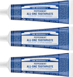 Dr. Bronner’s All-One Toothpaste Pack of 3– Peppermint, 5 oz– Fluoride-Free Toothpaste for Adults, SLS-Free, 70% Organic & Natural Ingredients, Vegan, Helps Freshen Breath & Reduce Plaque