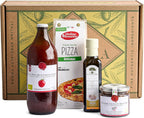 Mercato di Bellina Organic Pizza Kit Gift Basket - Authentic Homemade Pizza Making Kit for Home Chefs, Italian Gift Basket Includes Organic Crust Mix, Sauce, Garlic EVOO & Sun-Dried Tomatoes