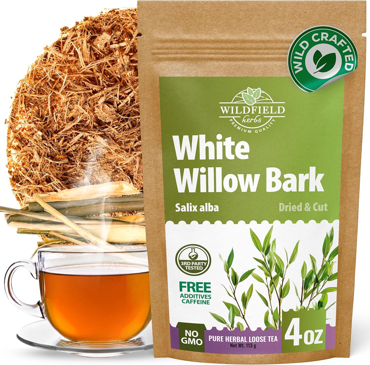 4 oz. White Willow Bark Tea Herbal (Salix Alba) - 113g White Willow Bark Herb Tea Corteza De Sauce