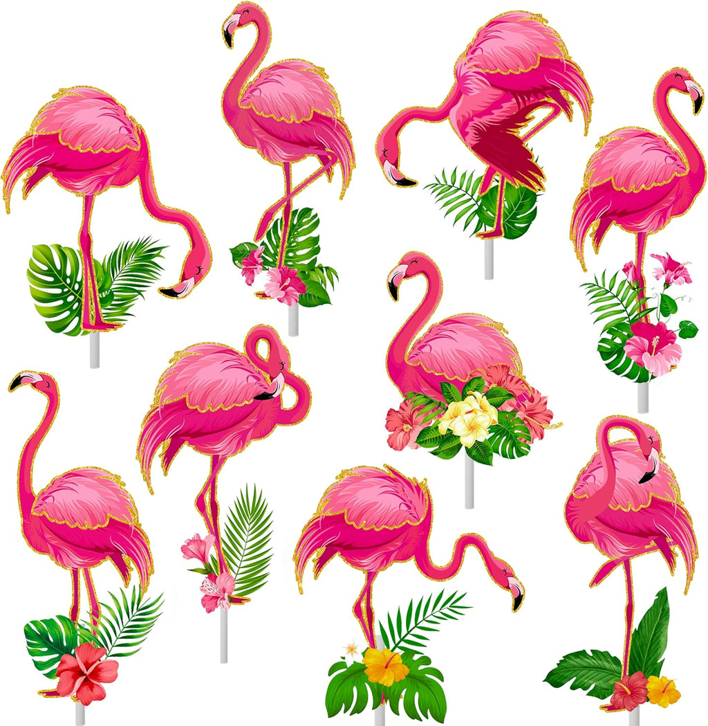 36pcs Glitter Pink Flamingo Cupcake Toppers Decoration Flamingo Themed Birthday Party Supplies Flamingo Party Cupcake Toppers Decorations for Hawaiian Tropical Theme Party Baby Shower Supplies