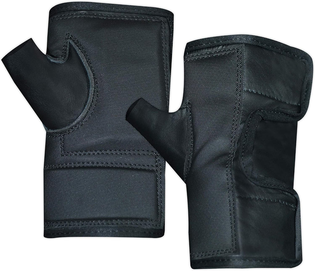 Prime Sports Wheelchair Gloves Leather Fingerless Protective Gear Mobility Quad-Push Gloves Full Open Easy Adjustable Palm Padded Gloves