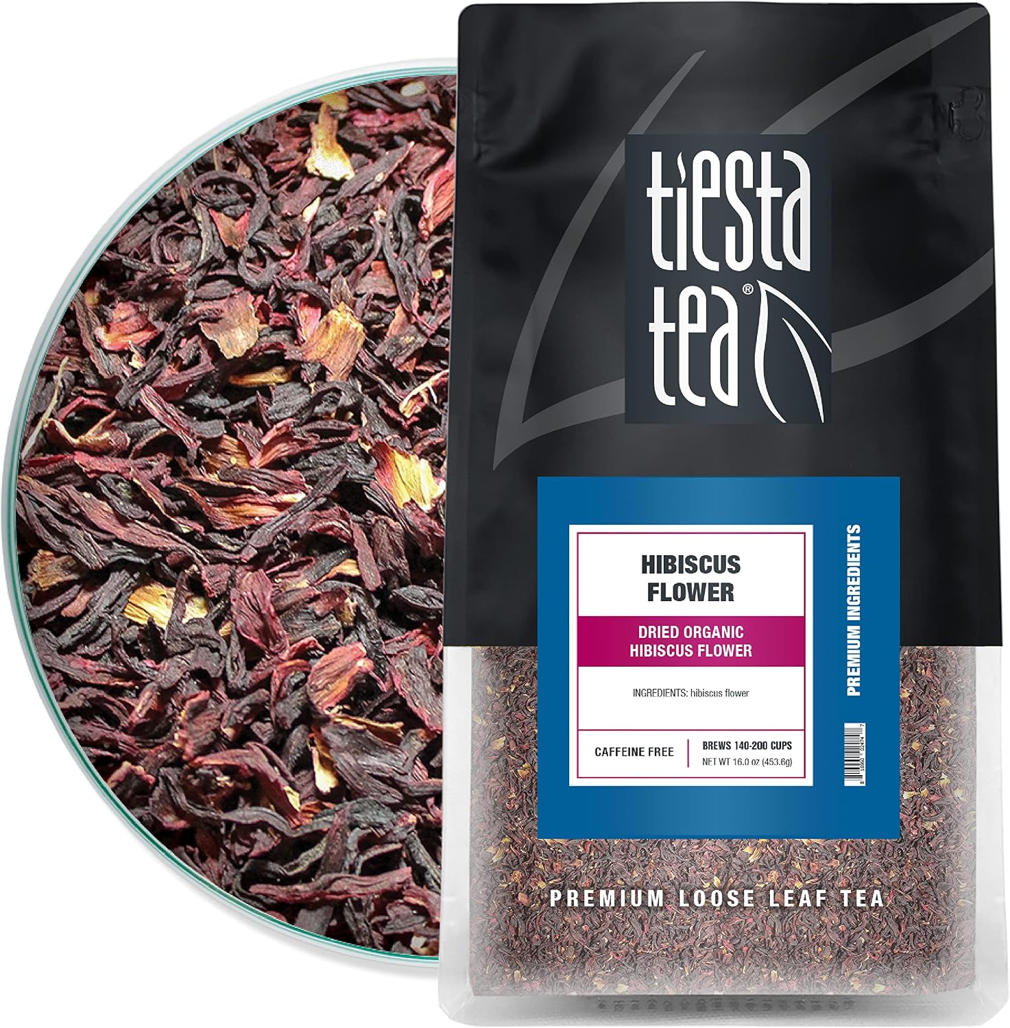 Tiesta Tea - Dried Hibiscus, Mother's Day Loose Leaf, Cut & Sifted Hibiscus Flower, Premium Blend, Non-Caffeinated, Make Hot or Iced & Brews Up to 200 Cups, 16 Ounce Resealable Bulk Pouch