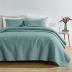 Chezmoi Collection Austin 3-piece Oversized Bedspread Coverlet Set (Queen, Spa Blue) | Oversized, Lightweight, Fade Resistant