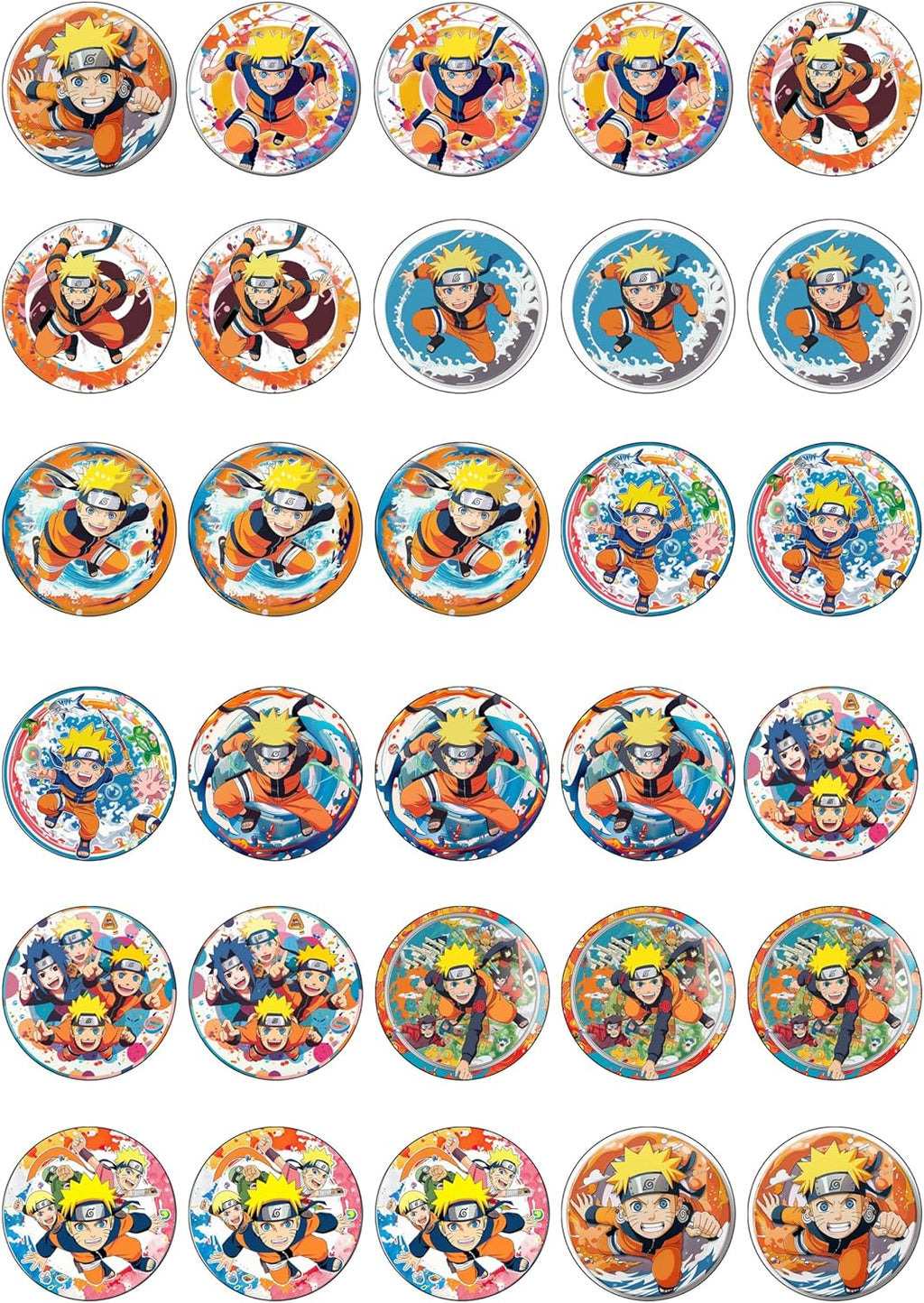30 x Edible Cupcake Toppers – Anime Ninja Inspired Collection of Edible Cake Decorations | Uncut Edible on Wafer Sheet