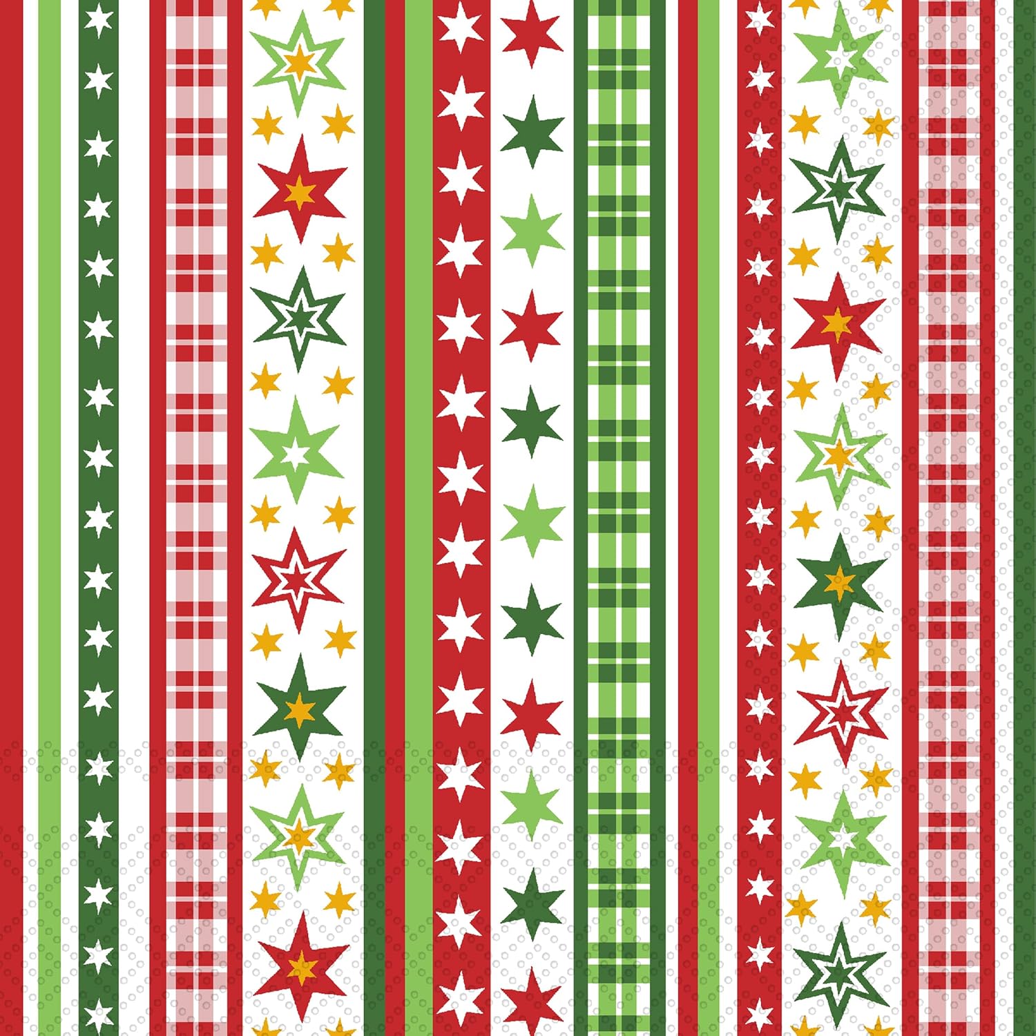 IHR Ideal Home Range Cocktail Napkins Disposable 3-Ply Paper Party Napkin Pack, 5" x 5", Stripes And Stars (Red/Green), 20-Count