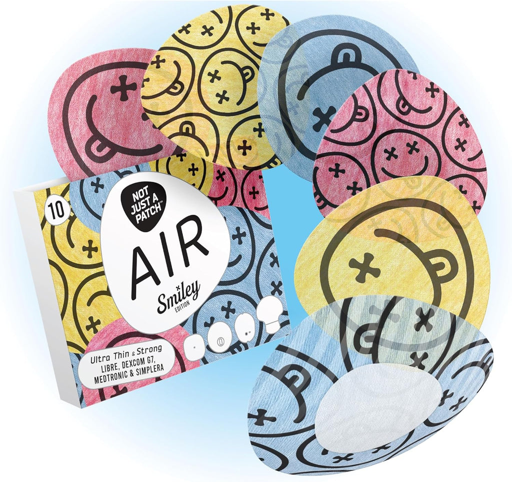 Not Just A Patch Air Freestyle Libre 2 Adhesive Patches – Waterproof & Sweatproof Sensor Covers for Libre 2, Lingo & Simplera, Smiley Designed Over Patches, Stays Secure for 15 Days, 10 Pack