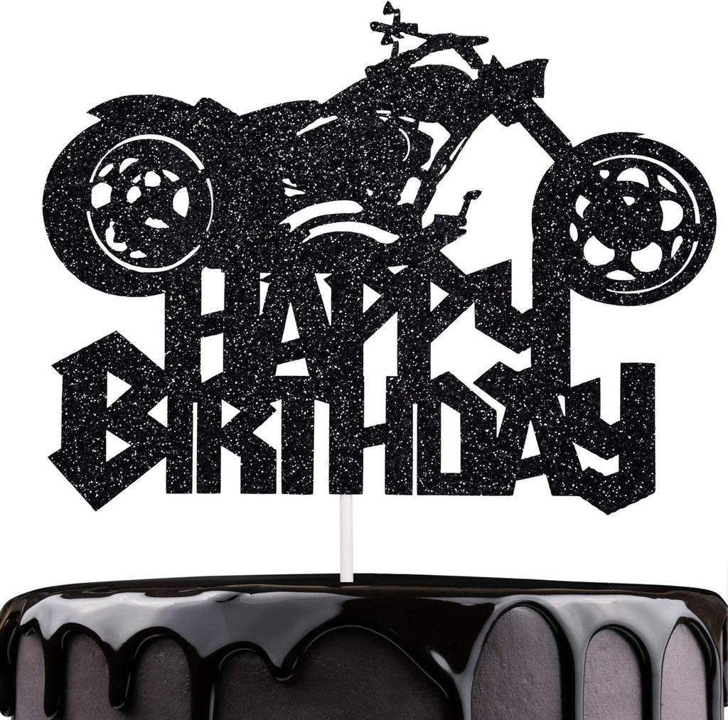 Happy Birthday Cake Topper Black Flash Motorcycle Party Decoration Birthday Party Cake Decoration