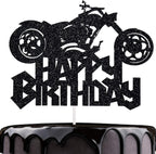 Happy Birthday Cake Topper Black Flash Motorcycle Party Decoration Birthday Party Cake Decoration
