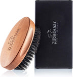 ZilberHaar - Men's Slanted Bristle Hair and Beard Brush - Natural Boar and Pearwood Military Style
