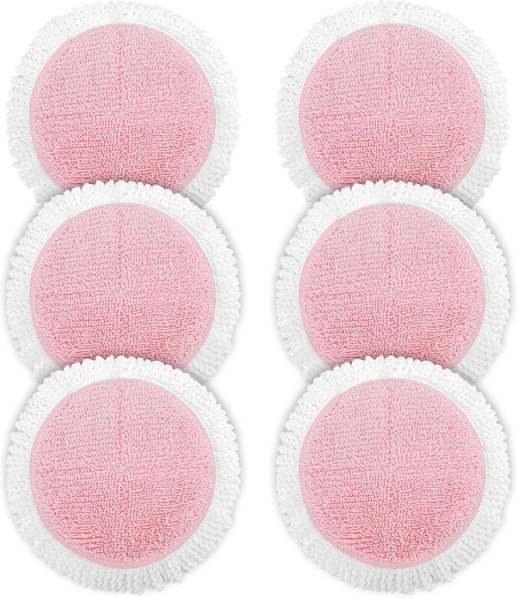 3 Pairs of Electric Mop Pads Replacement Compatible with Secura Cordless Electric Mop, 7.68 Inch Washable Spinning Cleaning Round Pads, Microfiber Mop Cloths, Pink