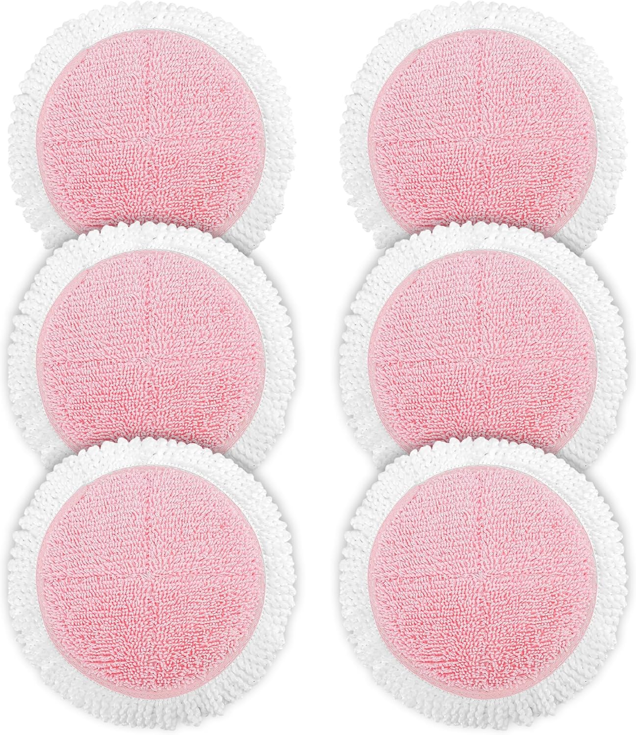 3 Pairs of Electric Mop Pads Replacement Compatible with Secura Cordless Electric Mop, 7.68 Inch Washable Spinning Cleaning Round Pads, Microfiber Mop Cloths, Pink