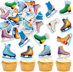 40PCS Edible Ice Skating Shoes Cupcake Toppers Winter Sports Cupcake Decorations for Skating Enthusiasts Kids Birthday Party Supplies