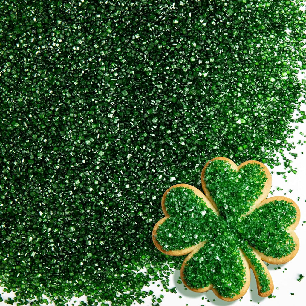 Edible Green Sprinkles,150g,Sanding Sugar Sprinkle,King Cake Sugar,Edible Sugar Crystals for Cake Decorating,Sprinkle Mix for Baking Decorations,Cookies,Ice Cream,Fondant Cake,Caramel Apples,Cupcakes,Desserts,Wedding Birthday Party Supplies