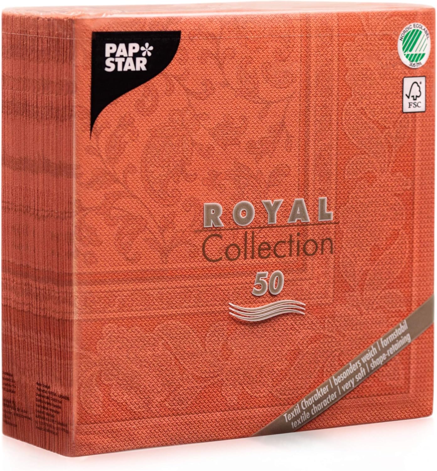 Papstar Cloth-Like Disposable Dinner Napkins, 16”x16” ¼ Fold, 50 Pack, 12 Different Color options, Ornaments
