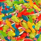 Gummy Sharks and Rainforest Frogs Candy Mix | 2 Pound Bulk Bag | Ocean and Jungle Critters | Assorted Fruit Flavors Gummy Mix | Party Favors, Goodie Bags & Birthday Celebrations