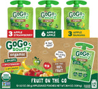 GoGo squeeZ Organic Applesauce and Fruit Puree, Variety Pack, Apple, Strawberry & Banana, 3.2 oz (Pack of 12), Unsweetened Organic Fruit Snacks for Kids, No Gluten, Nut & Dairy, BPA Free Pouches