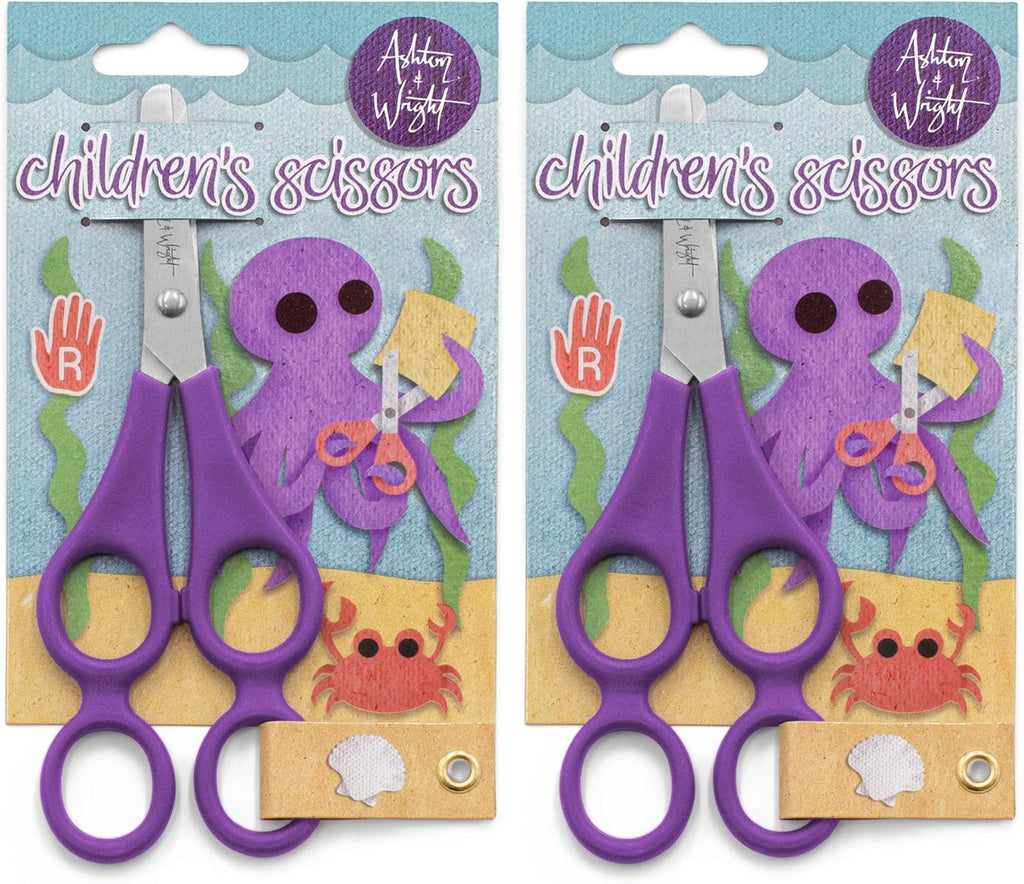 Ashton and Wright - Children's Double Hole Training Scissors - Purple - Right Handed - Pack of 2