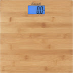 Escali Bamboo Digital Electronic Bathroom Scale for Body Weight, Bath Scale with Extra-High Capacity of 440 lb, Batteries Included
