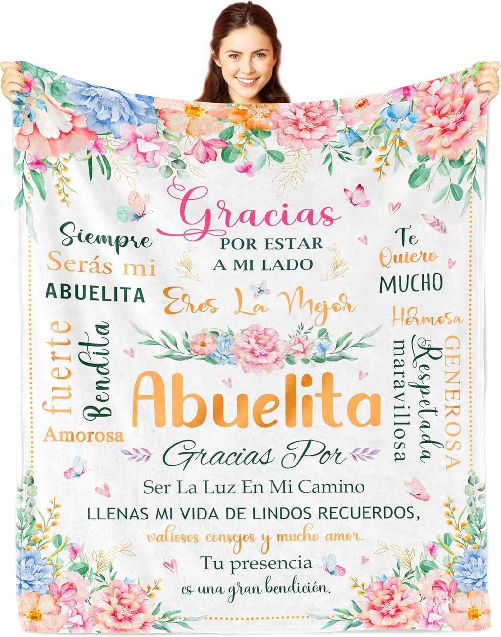 Nicetous Mothers Day Abuela Gifts, Abuelita Gifts, Gift for Grandma in Spanish, Regalos para Abuela/Abuelita en Español, Dia De Las Madres Abuela, Abuela/Abuelita Blanket/Manta 50x60in, Mejor Abuela