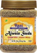 Rani Ajwain Seeds (Carom Bishops Weed) Spice Whole 16oz (1lb) 454g PET Jar ~ All Natural | Vegan | Gluten Friendly | NON-GMO | Kosher | Indian Origin