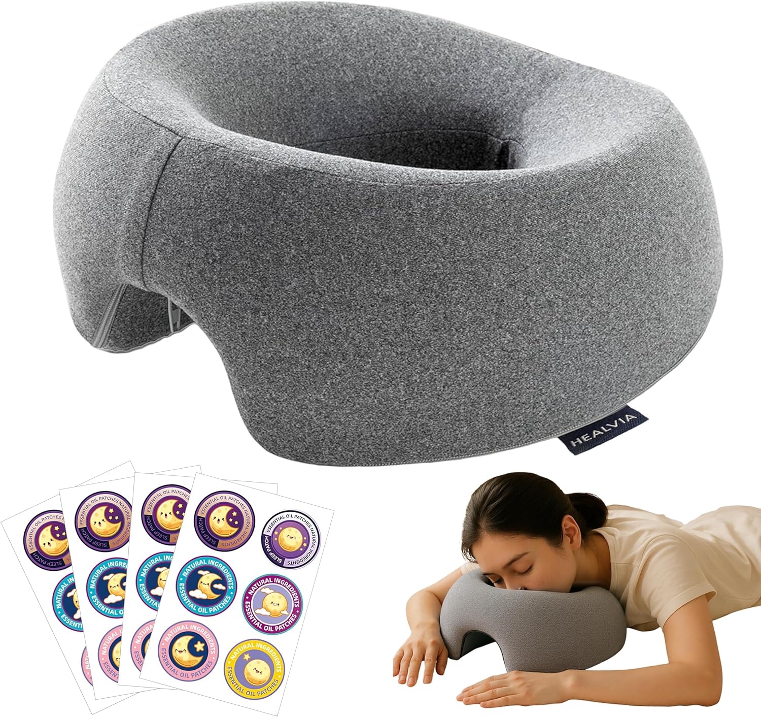 Face Down Pillow with Lavender Relaxation Patches for Massage, BBL, Spa, & Post-Surgery Recovery – Memory Foam Ergonomic Cushion, Breathable Removable Cover