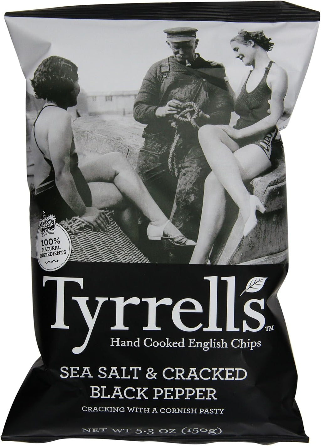 Tyrrells English Potato Chips, Sea Salt and Black Pepper, 5.3 Ounce (Pack of 12)