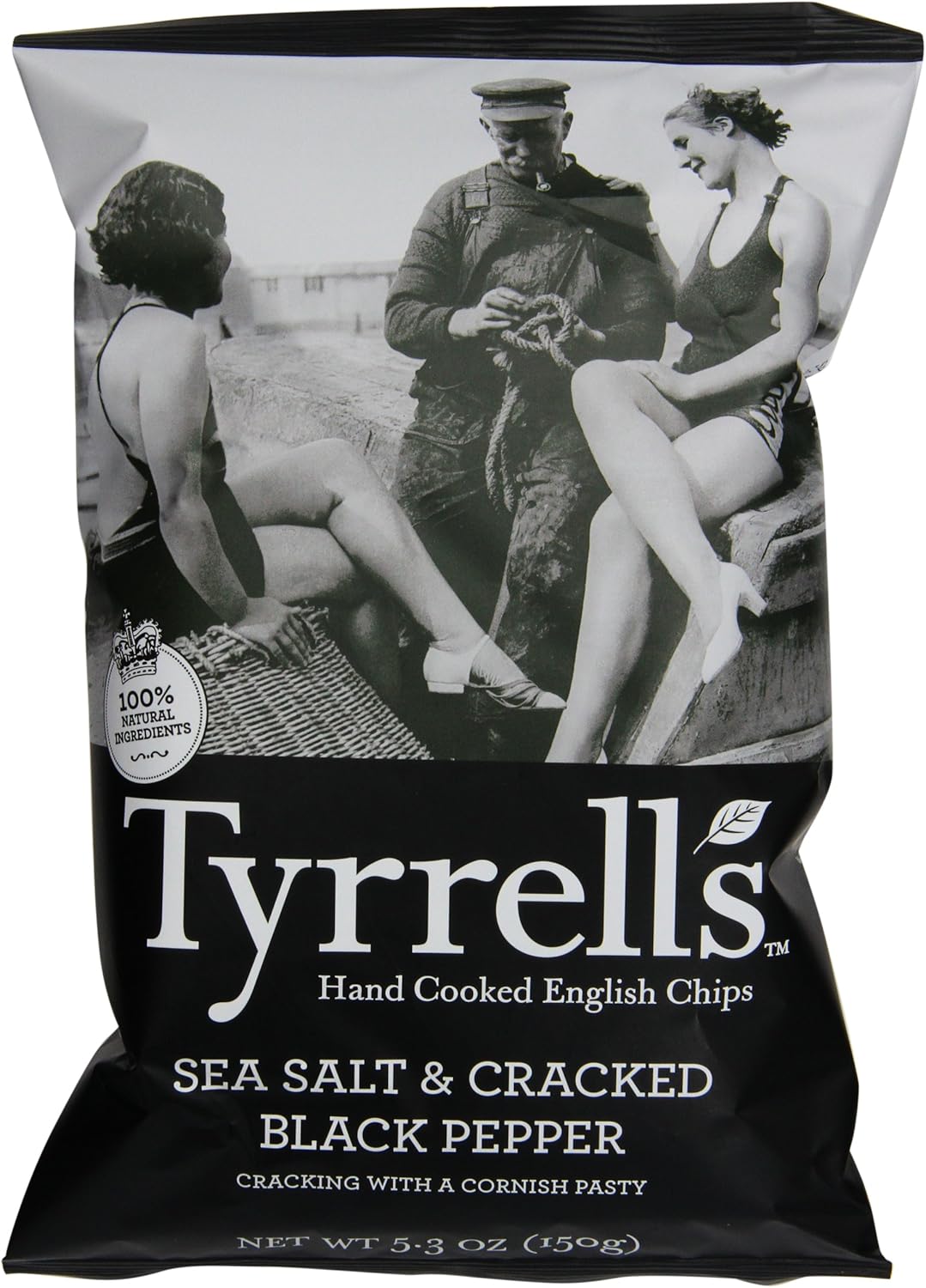 Tyrrells English Potato Chips, Sea Salt and Black Pepper, 5.3 Ounce (Pack of 12)