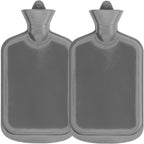 SteadMax [2 Pack] Hot Water Bottles, 2L (68oz) Natural Rubber -BPA Free- Durable Large Hot Water Bag for Hot Compress and Heat Therapy, Pain Relief Heating Pad, (Gray)