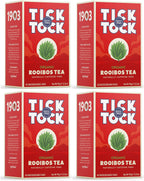 TICK TOCK TEAS Organic Rooibos Tea Bags - Naturally Caffeine Free Red Bush Herbal Tea from South Africa | Smooth & Rich Flavor, Low Tannin, Enjoy Hot or Iced with Milk, Lemon, or Honey - 40 Count (4 Pack)