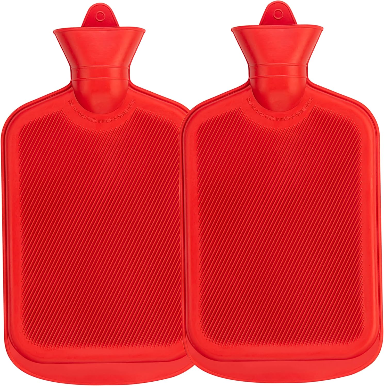 SteadMax [2 Pack] Hot Water Bottles, 2L (68oz) Natural Rubber -BPA Free- Durable Large Hot Water Bag for Hot Compress and Heat Therapy, Pain Relief Heating Pad, (Red)