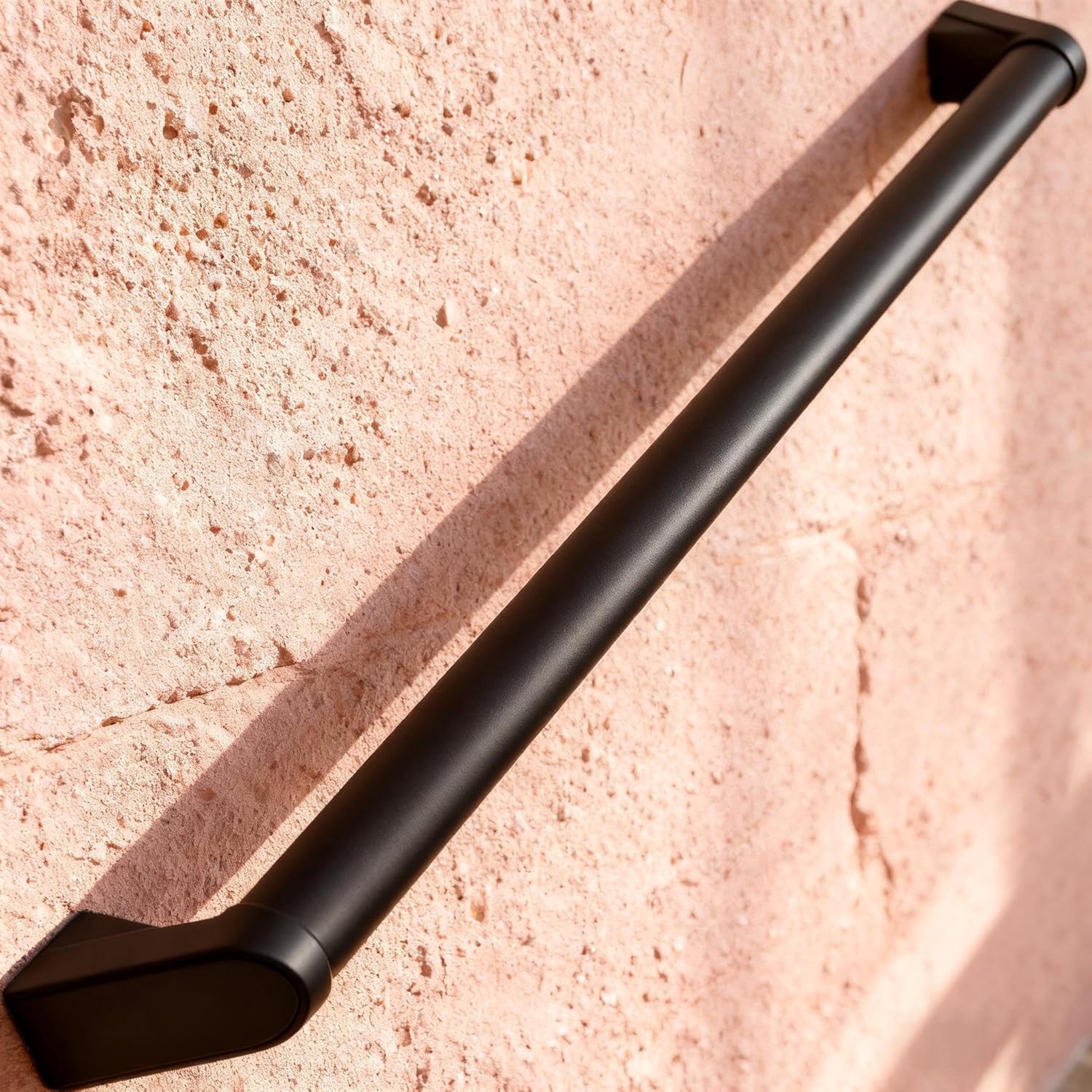 4 FT Modern Aluminum Handrail Set - ADA Compliant Indoor & Outdoor Stair Railing. 1.4" Diameter Grab Bar. Wall-Mounted with 90°Wall Return End. Ideal for Safe Grip，Rust Free(Matte Black, 4 FT)
