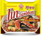 OTTOGI JIN Jjambbong Korean Instant Ramen – Spicy Seafood Noodles, Red Broth, 4.58 oz (Pack of 8)