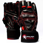Dark Iron Fitness Genuine Leather Gym Gloves for Men Women, Wrist Wrap Support Workout Gloves for Weight Lifting Crossfit Deadlift Barbell Exercise Palm Padding Callus Protection Grips