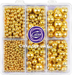 Sprinkles for Cake Decorating, 4 Sizes 4.76oz Gold Pearl Sugar Sprinkles with Nonpareils for Cake Cupcake Cookie Baking Dessert Donuts Topping