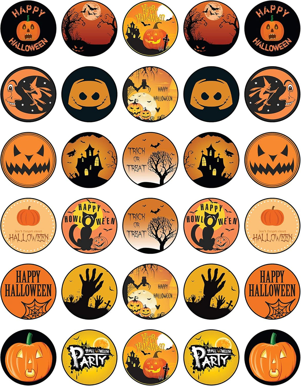30 x Edible Cupcake Toppers Themed of Halloween Collection of Edible Cake Decorations | Uncut Edible on Wafer Sheet