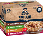 Quaker Instant Oatmeal, Protein 4 Flavor Variety Pack, 7g+ Protein, Individual Packets, 24 Count
