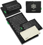 Acupressure Mat and Pillow Set - Full Body Pro Kit for Stress Relief, Muscle Relaxation & Pain Relief - Natural Eco-Friendly Linen & Coconut Fiber Mat - Includes Carrying Bag (Black)