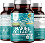 Hydrolyzed Marine Collagen with Hyaluronic Acid, Vitamin C, Theaflavin and Copper, Collagen Supplement for Women and Men for Radiant Skin, Hair & Nails, Gluten Free and Non-GMO, 120 Veg Caps