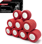 FRESINIDER 9 Rolls Self Adhesive Wrap Athletic Tape Gauze, Breathable Elastic Cohesive Bandage for Sports Injury & Pet (7 Pcs 2" x 5 Yards + 2 Pcs 1" X 5 Yards) (Red)