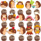 48pcs Hedgehog Cupcake Toppers for Birthday Party Decoration - Cute Cartoon Theme Picks for Woodland Party Supplies, Forest Animal Baby Shower Decorations