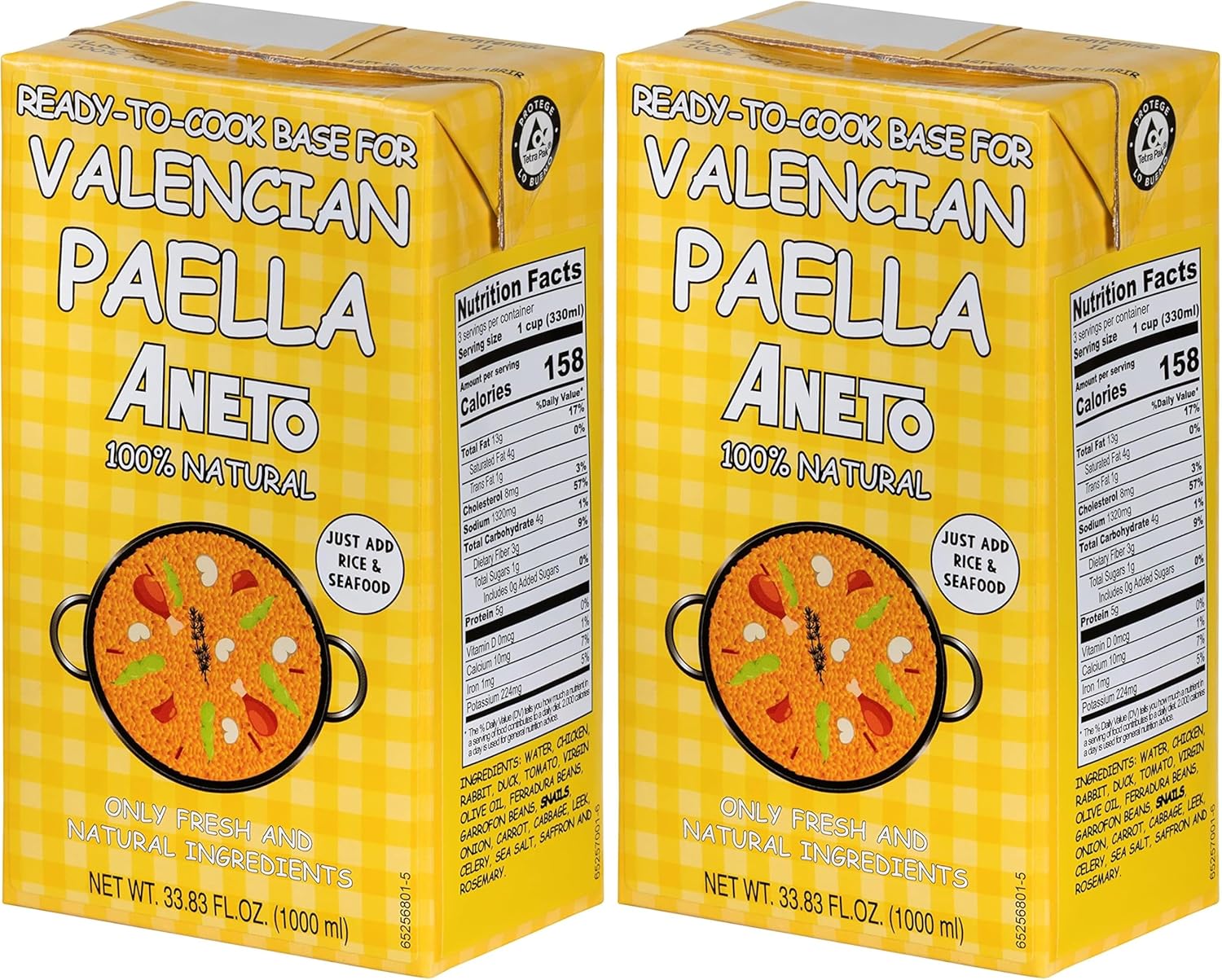 Aneto Valencian Paella Cooking Base Broth, 33.83 Fluid Ounce (Pack of 2)