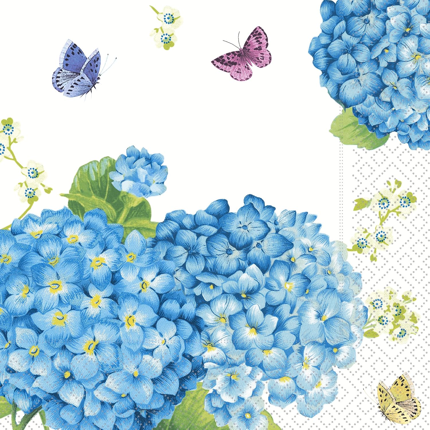 IHR Ideal Home Range Party Napkins Disposable 3-Ply Paper Lunch Napkin Pack, 6.5" x 6.5", Hortensia, 20-Count
