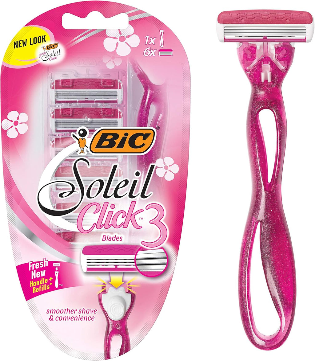 Bic Bic Simply Soleil Click Women Triple Bladed Disposable Razors, 1 Handle 6 Cartridges 1 Ea