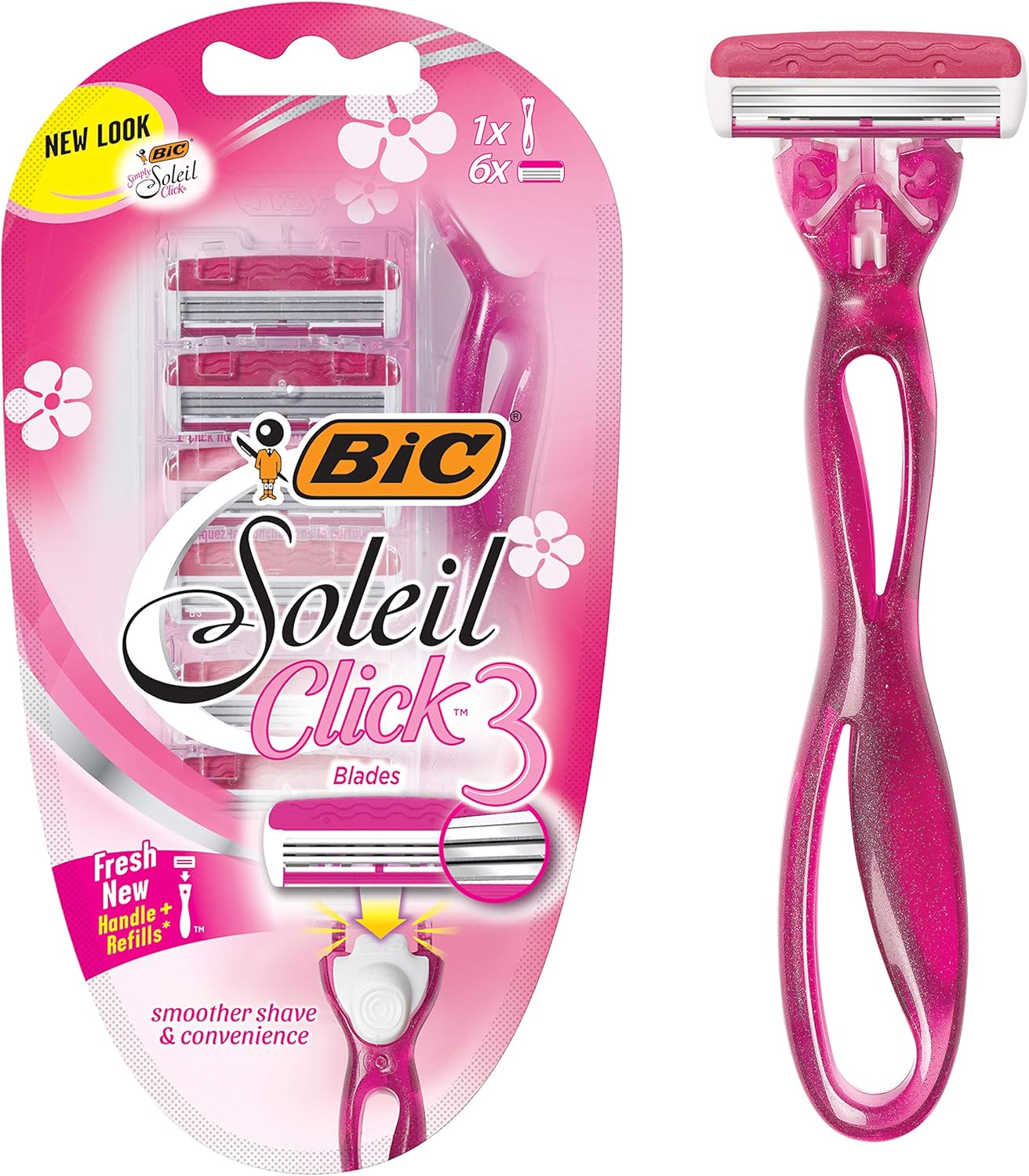 Bic Bic Simply Soleil Click Women Triple Bladed Disposable Razors, 1 Handle 6 Cartridges 1 Ea