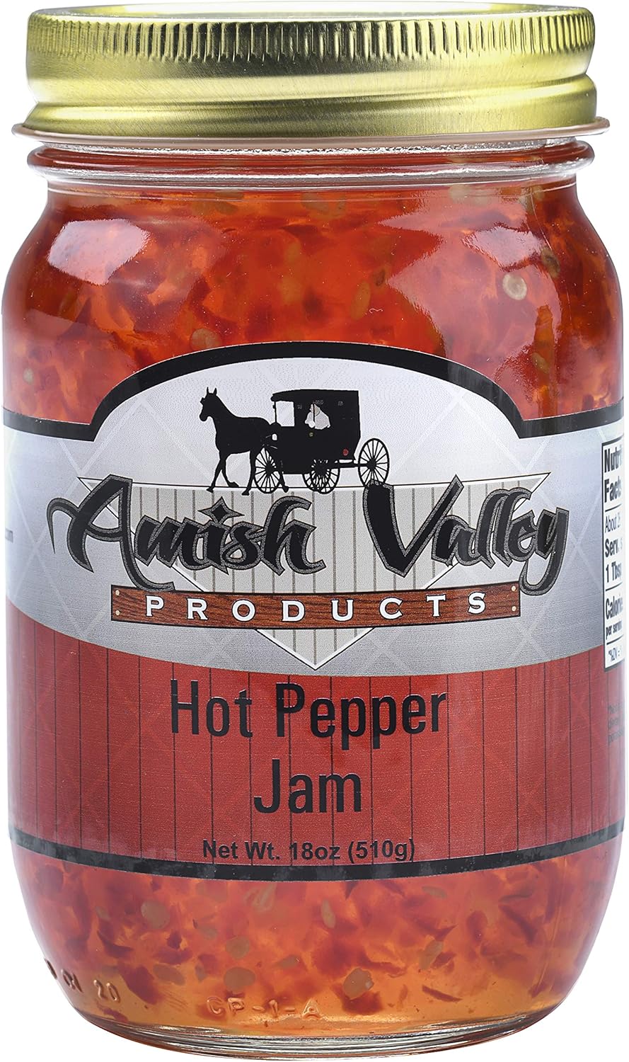 Amish Valley Products Old Fashioned Hot Pepper Jam 18 Ounce Glass Jar
